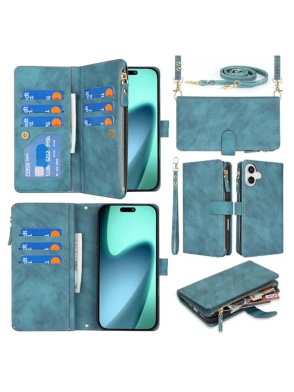 Crossbody Phone Wallet Case with Strap for iPhone 17 6.3"